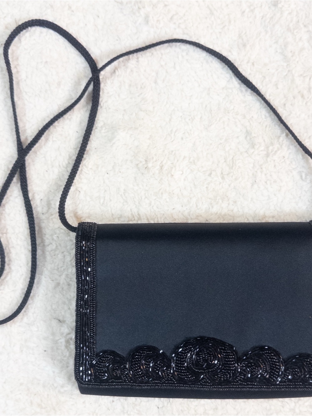 Vintage La Regale Black Beaded Evening Bag Clutch Purse Formal Cocktail - Picture 3 of 9
